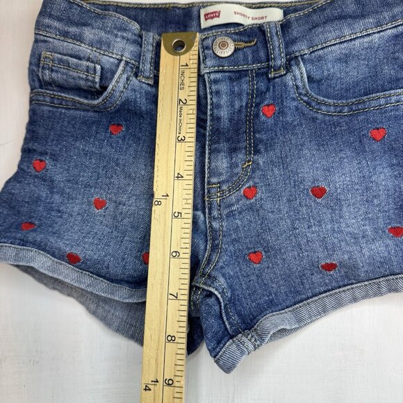 Levi's Girls Embroidered Hearts Shorty Short Size 6x Love Valentines Levis - Picture 10 of 11